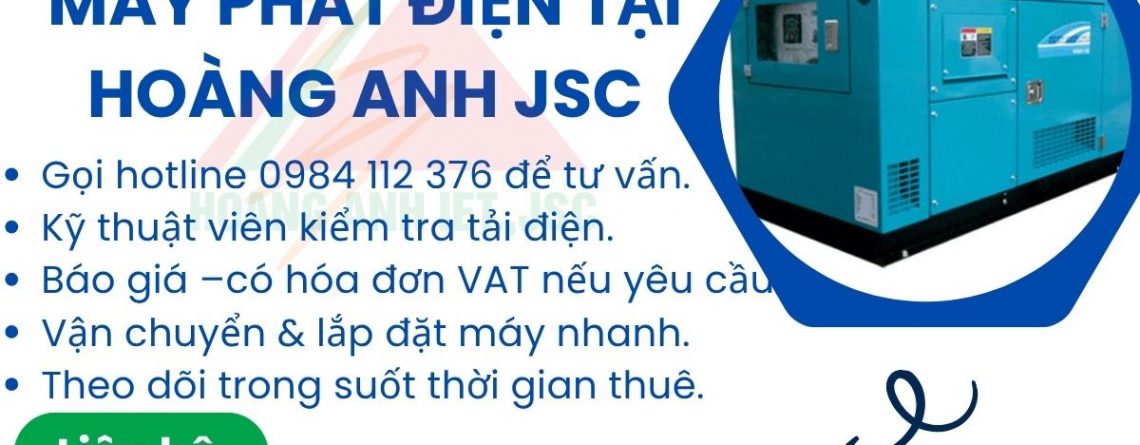 Dịch vụ thuê máy phát điện Quảng Bị – Hoàng Anh JSC cung cấp máy công suất lớn, vận hành êm, hỗ trợ kỹ thuật 24/7.