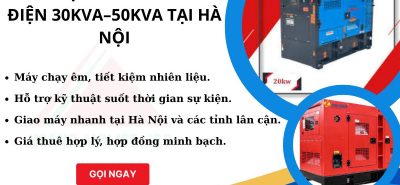 Cho Thuê Máy Phát Điện Vĩnh Thanh 30kVA–50kVA Giá Rẻ, Giao Nhanh, Hỗ Trợ 24/7