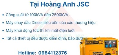 Thuê Máy Phát Điện Công Nghiệp Tại Hoàng Anh JSC