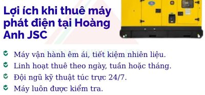 Lợi ích khi thuê máy phát điện tại Hoàng Anh JSC