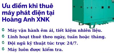 Dịch vụ cho thuê máy phát điện tại Vĩnh Hưng – Hoàng Anh XNK