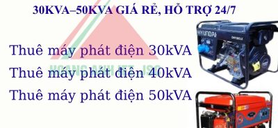 Thuê Máy Phát Điện Rẻ Đại Thanh 30kVA–50kVA Giá Rẻ, Hỗ Trợ 24/7
