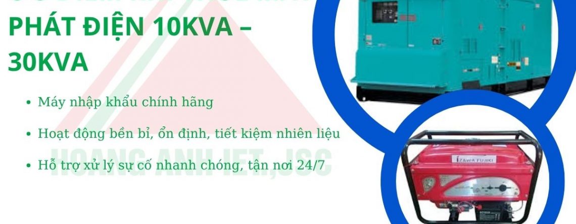 Thuê máy phát điện Rẻ Láng công suất 10kVA – 30kVA