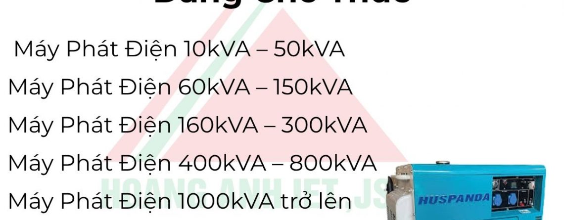Hoàng Anh JSC chuyên cho thuê máy phát điện 50kVA–500kVA tại Yên Xuân, giá rẻ, uy tín.