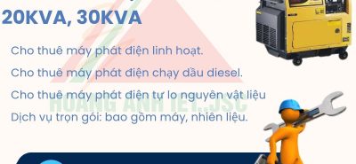 Dịch vụ cho thuê máy phát điện Kim Liên giá tốt. Máy 10kVA – 30kVA, phù hợp nhu cầu điện gia đình, cửa hàng, văn phòng, hỗ trợ vận hành tận nơi.