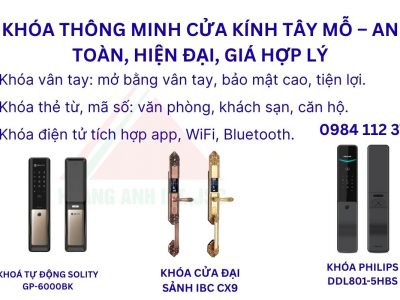 Khóa Thông Minh Cửa Kính Tây Mỗ – An Toàn, Hiện Đại, Giá Hợp Lý
