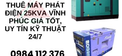 Cho Thuê Máy Phát Điện 25kVA–50kVA Tại Vĩnh Phúc