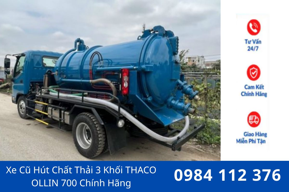 Xe Hút Bể Phốt Cũ THACO OLLIN 700 3 Khối Nhỏ Gọn, Tiết Kiệm Chi Phí Đầu Tư
